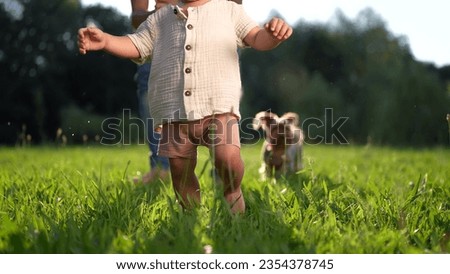 Similar – Image, Stock Photo Baby legs in jeans on pier