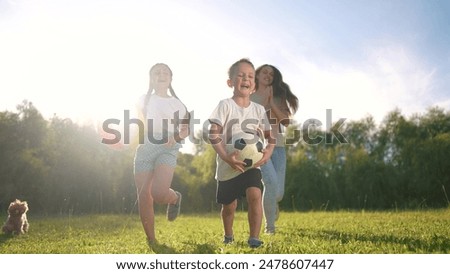 Similar – Image, Stock Photo Boy laughs in summer