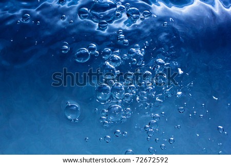 blue water with bubbles and blue drops background