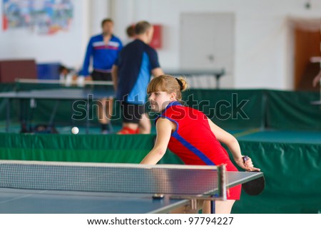 URYUPINSK- RUSSIA - MARCH 17: athlete table tennis, ping-pong Anna Nesgovorova (pictured), 14 Open Championship of memory Uryupinsk NS Demidenko, Uryupinsk-Russia, March 17 2012.