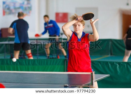 URYUPINSK- RUSSIA - MARCH 17: athlete table tennis ping-pong Anna Nesgovorova (pictured), 14 Open Championship of memory Uryupinsk NS Demidenko, Uryupinsk-Russia, March 17 2012.