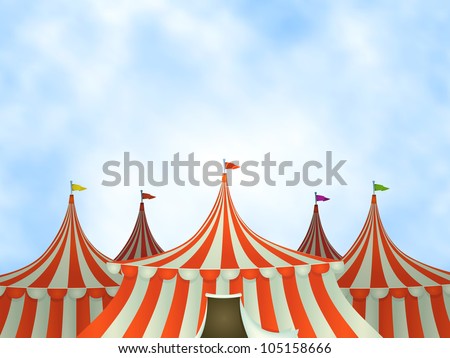 Circus Tents Background/ Illustration Of Cartoon Circus Tents On A Blue ...