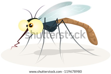 Mosquito Character/ Illustration Of A Funny Cartoon Thirsty Mosquito ...