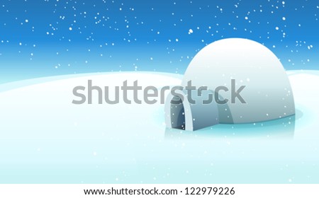 Igloo And Polar Icy Background/ Illustration Of A Cartoon Igloo House ...