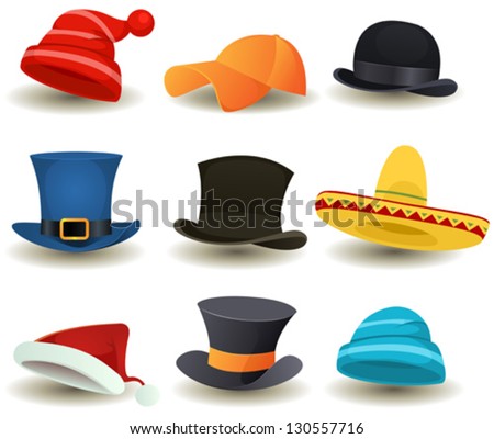 Caps, Top Hats And Other Head Wear Set/ Illustration Of A Set Of ...