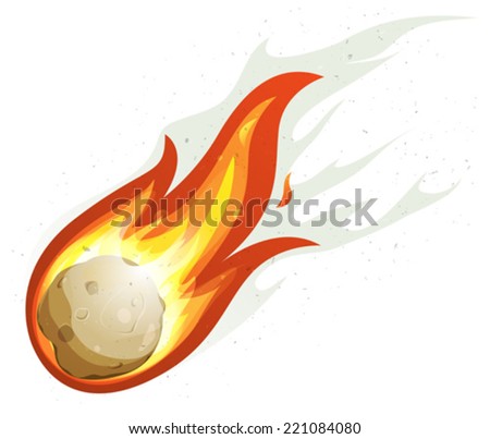 Cartoon Fireball And Comet Flying/ Illustration of a comic comet fire falling with blazing fireball full of flames