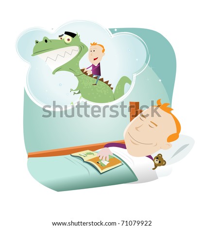 A Child'S Dream Vector Illustration Of A Cute Cartoon Child Asleep And ...