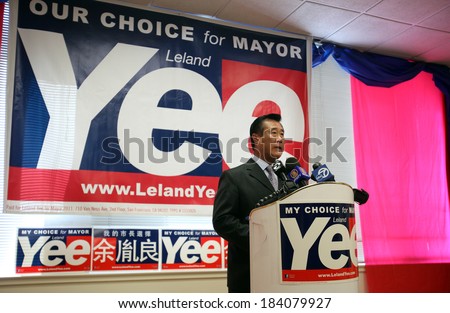 SAN FRANCISCO, CALIFORNIA -Â?Â? MAY 7, 2011 -Â?Â? California State Sen. Leland Yee kicks of his campaign for San Francisco mayor in 2011. Yee has been indicted by federal agents on arms trafficking charges.