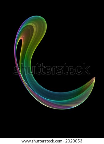3D Fractal Abstract Design – 3D abstract render in brilliant rainbow colors on  black background.