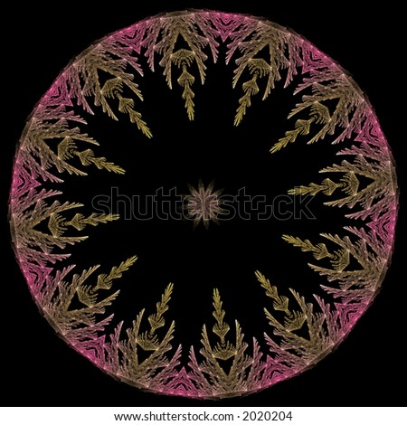 3D Fractal Abstract Design – 3D abstract render in brilliant colors on  black background.