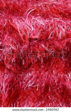 Mohair Yarn Fringe -  strands of pink and red mohair yarn twisted together to make an interesting texture for overlays.