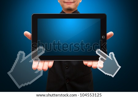 Digital hand point to Touch pad