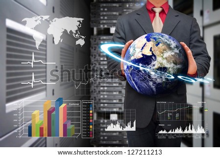 Data report from businessman : Elements of this image furnished by NASA