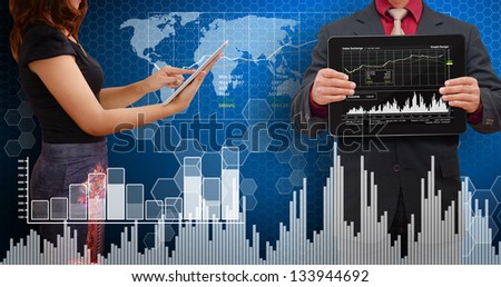 Business people and data report
