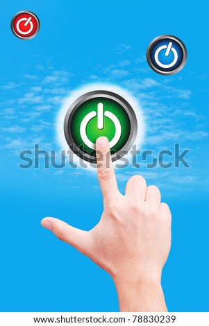 hand point to power button from touch pad on the sky