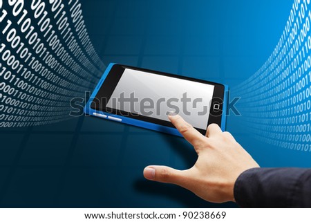 Hand Touch mobile Screen with digital pattern