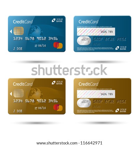 Credit cards, isolated, vector