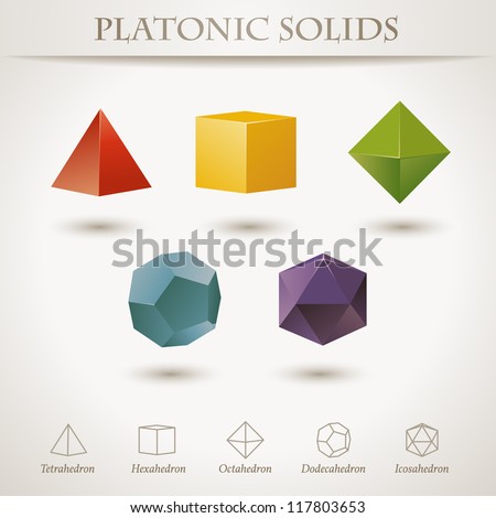 Colorful Set Of Geometric Shapes, Platonic Solids (Vector Also ...