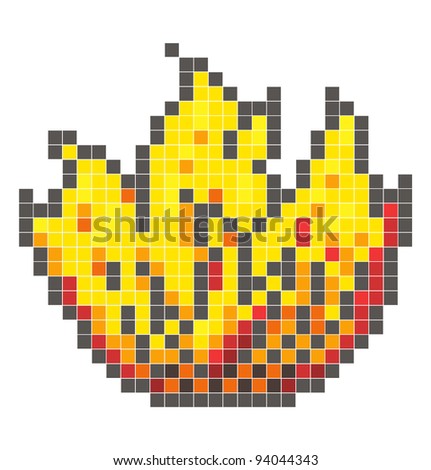 Fire Pixel Art; Flames; Big Pixels Stock Photo 94044343 : Shutterstock