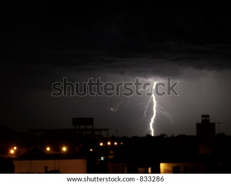 Ray and storm at night