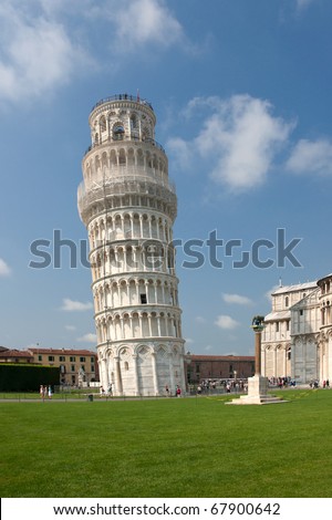 Pisa tower at the field of miracles in Pisa (Italy)