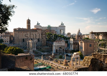 View at the roman forum from Palatine hill