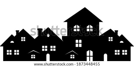 black town, silhouette, vector icon on white background	