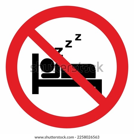 No sign, no sleeping outside, sleepover ban, vector 