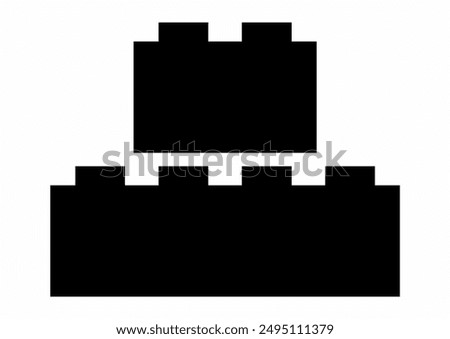 Building blocks, building kit, dices, cubes, toy, black icon, symbol, two elements, vector