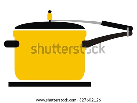 yellow pressure cooker, colored vector icon, yellow and black