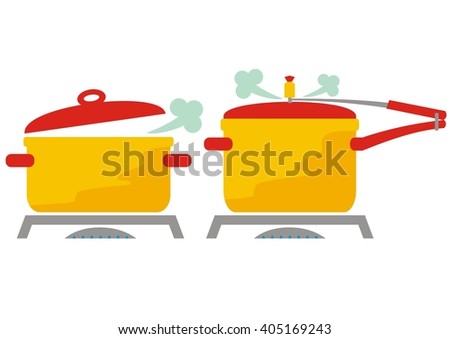 two pressure cooker, vector colored icon, multicolored design