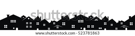 cityscape, vector icon, black silhouette on white background