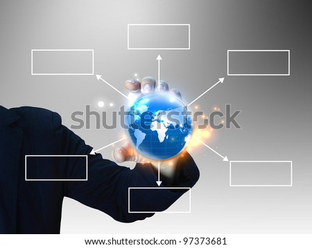 businessman holding diagram