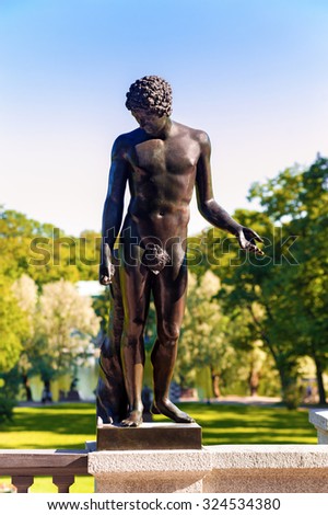 TSARSKOYE SELO, ST PETERSBURG, RUSSIA - August 24, 2015: Antique sculpture in the Catherine Park
