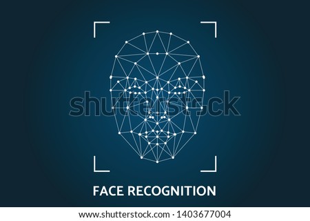 biometric identification scanning grid for face recognition and unlock system on futurustic blue background artificial intelligence or metaverse concept
