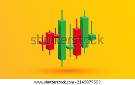 Growth stock diagram financial graph with candlestick icon trading stock or forex 3d icon vector illustration style