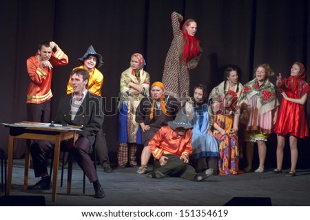 DNEPROPETROVSK, UKRAINE - APR. 24: Members of the Theatre \