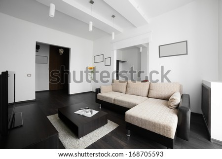 bright and stylish european interior with furniture