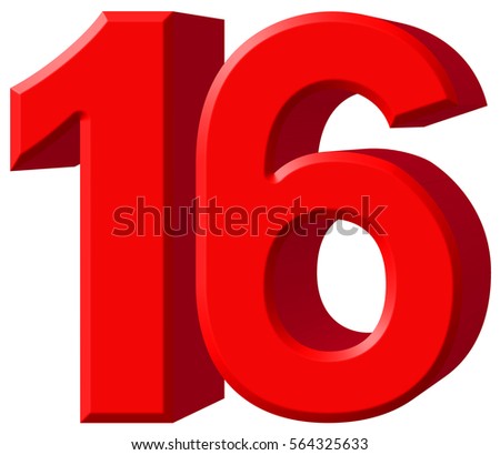 red numbers 16 on white background illustration 3d rendering ez canvas