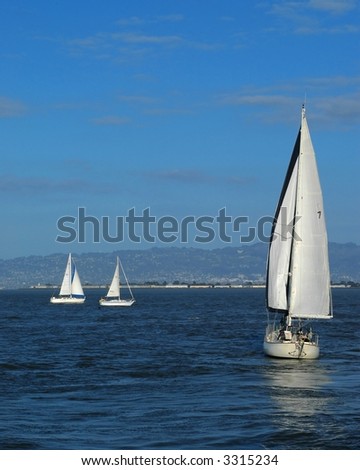 Summer Sailing near Alcatraz on San Francisco Bay, California