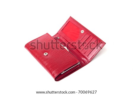 Leather Ladies purse over the white background