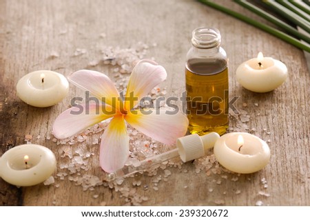 Aromatic spa set with candle , frangipani, candle ,green leaf