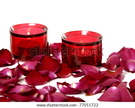 Red Candle With Rose Petals Stock Photo 77051722 : Shutterstock