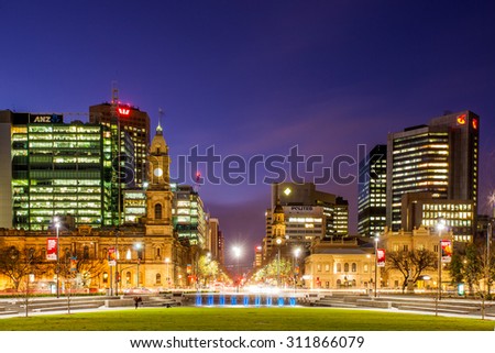 Victoria square with twilight sky, Adelaide, Australia. Taken in July 10, 2015.