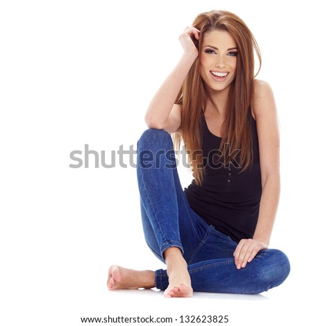Sexy Girl In Blue Jeans Stock Photo 132623825 : Shutterstock