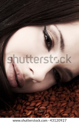 Beautiful girl\'s with coffee beans