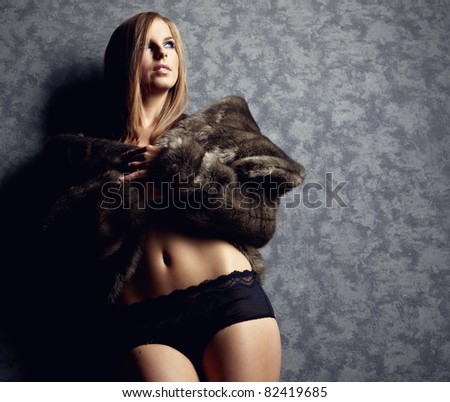 portrait of wonderful woman in fur