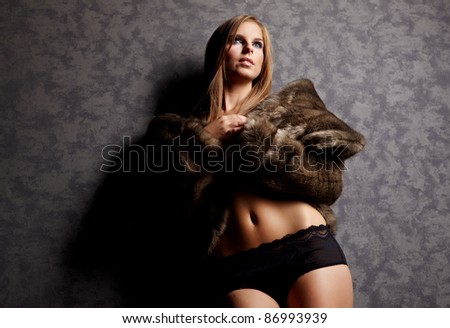 portrait of wonderful woman in fur