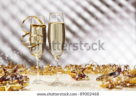 Champagne glasses ready to bring in the New Year