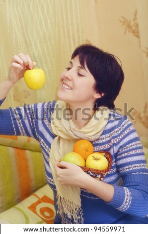 woman and fruit
